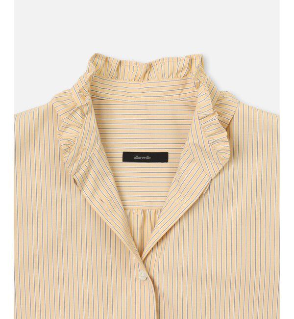 allureville「【セットアップ対応可能】ストライプスタンドフリルブラウス」|シャツ・ブラウス|