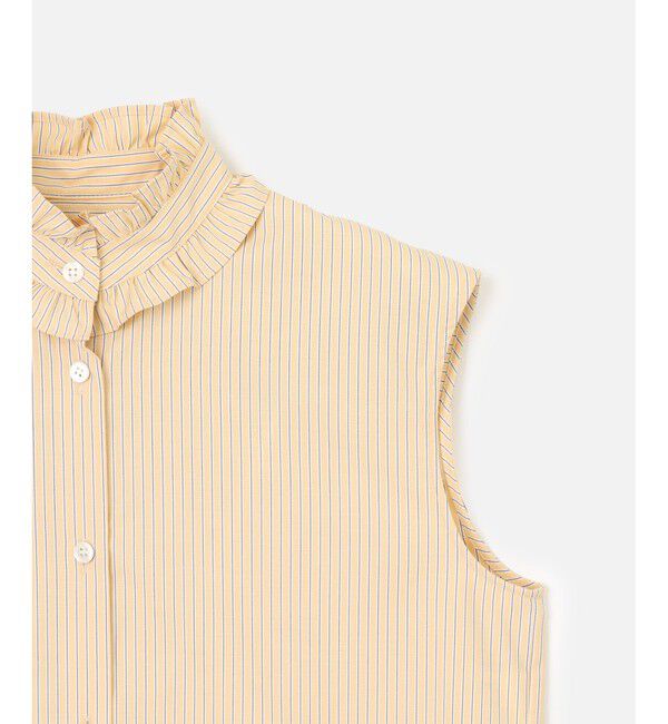 allureville「【セットアップ対応可能】ストライプスタンドフリルブラウス」|シャツ・ブラウス|