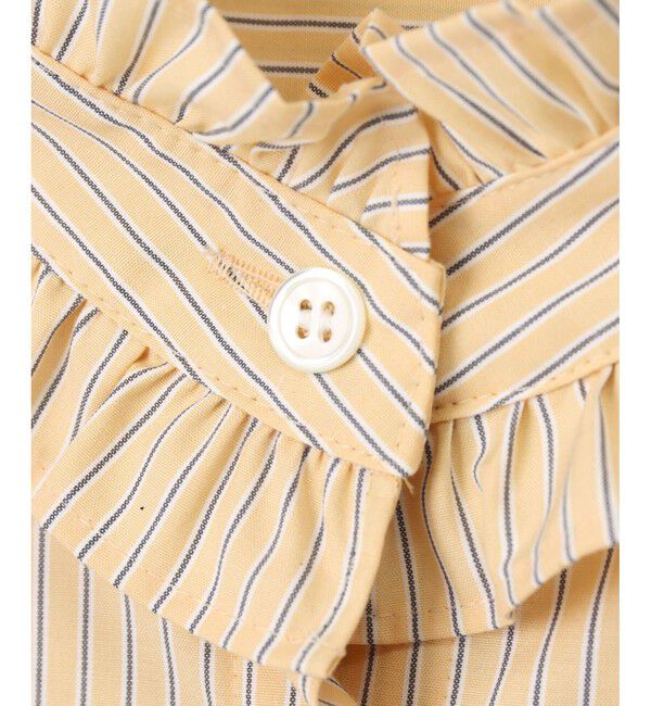 allureville「【セットアップ対応可能】ストライプスタンドフリルブラウス」|シャツ・ブラウス|