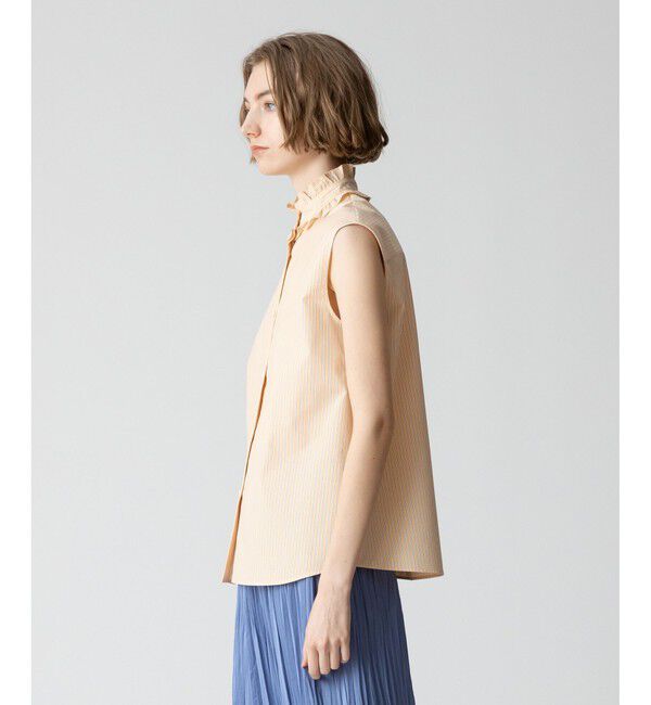 allureville「【セットアップ対応可能】ストライプスタンドフリルブラウス」|シャツ・ブラウス|