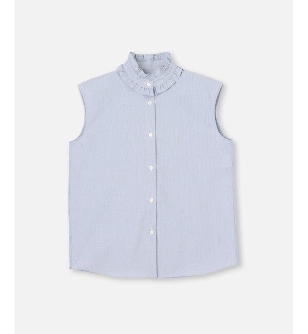 allureville「【セットアップ対応可能】ストライプスタンドフリルブラウス」|シャツ・ブラウス|