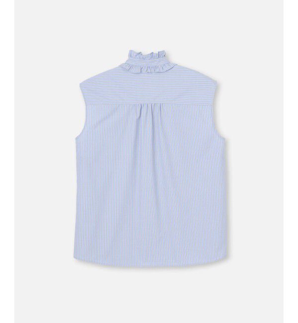 allureville「【セットアップ対応可能】ストライプスタンドフリルブラウス」|シャツ・ブラウス|