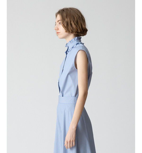 allureville「【セットアップ対応可能】ストライプスタンドフリルブラウス」|シャツ・ブラウス|