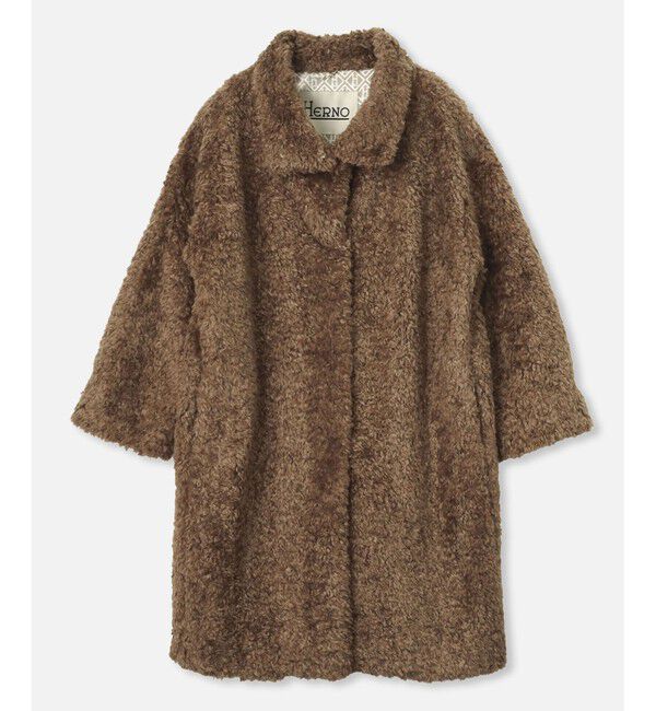 allureville「【HERNO(ヘルノ－)】 CURLY ECO FUR HIGH NECK CT」|ダッフルコート|ブラウン