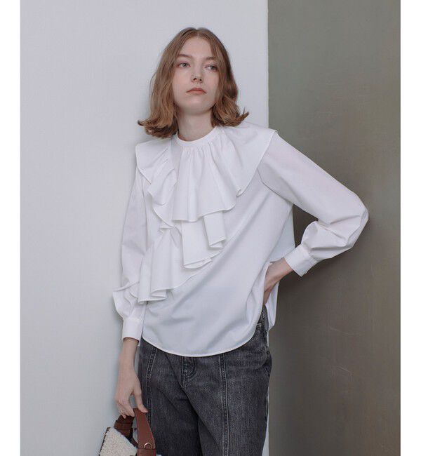 allureville「アシメラッフルブラウス」|シャツ・ブラウス|オフホワイト