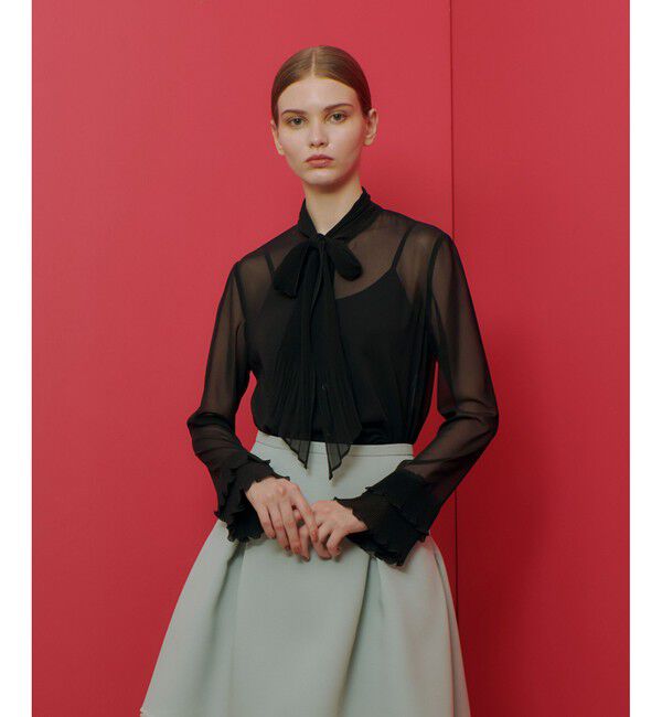 LOULOU WILLOUGHBY「【LOULOU WILLOUGHBY】プリーツリボンブラウス」|シャツ・ブラウス|