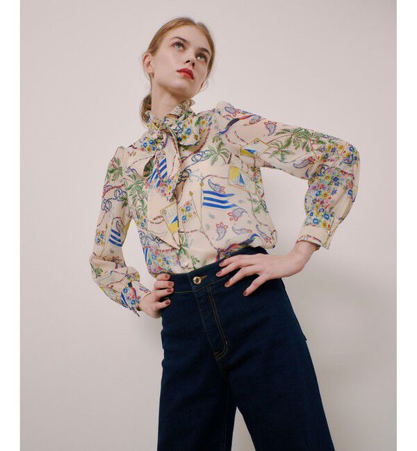 LOULOU WILLOUGHBY「【LOULOU WILLOUGHBY】アーカイブフリルリボンブラウス」|シャツ・ブラウス|