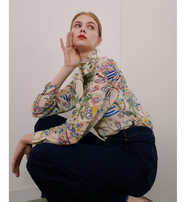 LOULOU WILLOUGHBY「【LOULOU WILLOUGHBY】アーカイブフリルリボンブラウス」|シャツ・ブラウス|