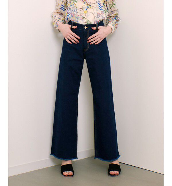 LOULOU WILLOUGHBY「【LOULOU WILLOUGHBY】デニムヘムフリンジパンツ」|デニム|インディゴ