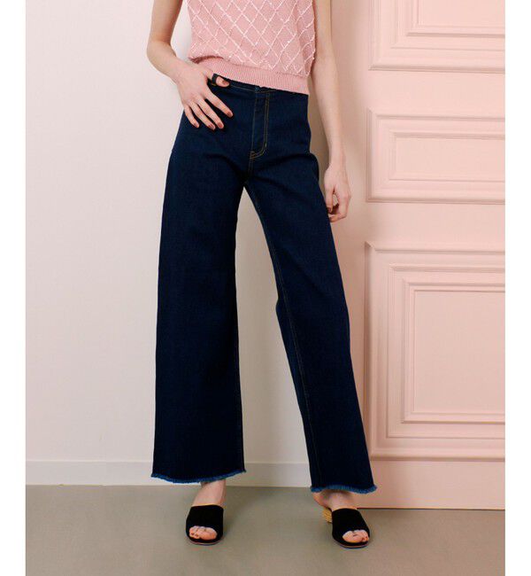 LOULOU WILLOUGHBY「【LOULOU WILLOUGHBY】デニムヘムフリンジパンツ」|デニム|