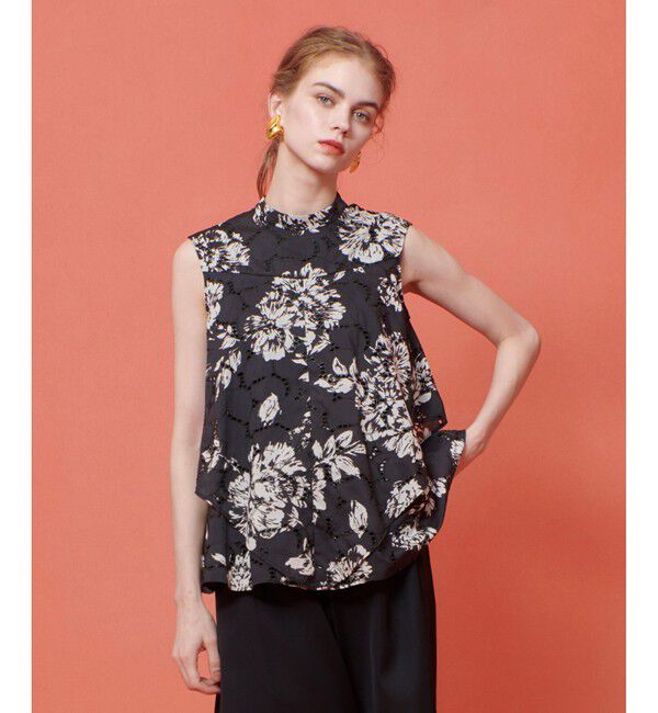 LOULOU WILLOUGHBY「【LOULOU WILLOUGHBY】モノトーンフラワー刺繍ブラウス」|シャツ・ブラウス|