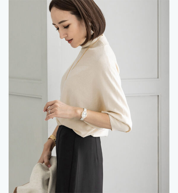ur's「【星玲奈さんコラボアイテム】ハイネックドルマンスリーブニット」|ニット・セーター|