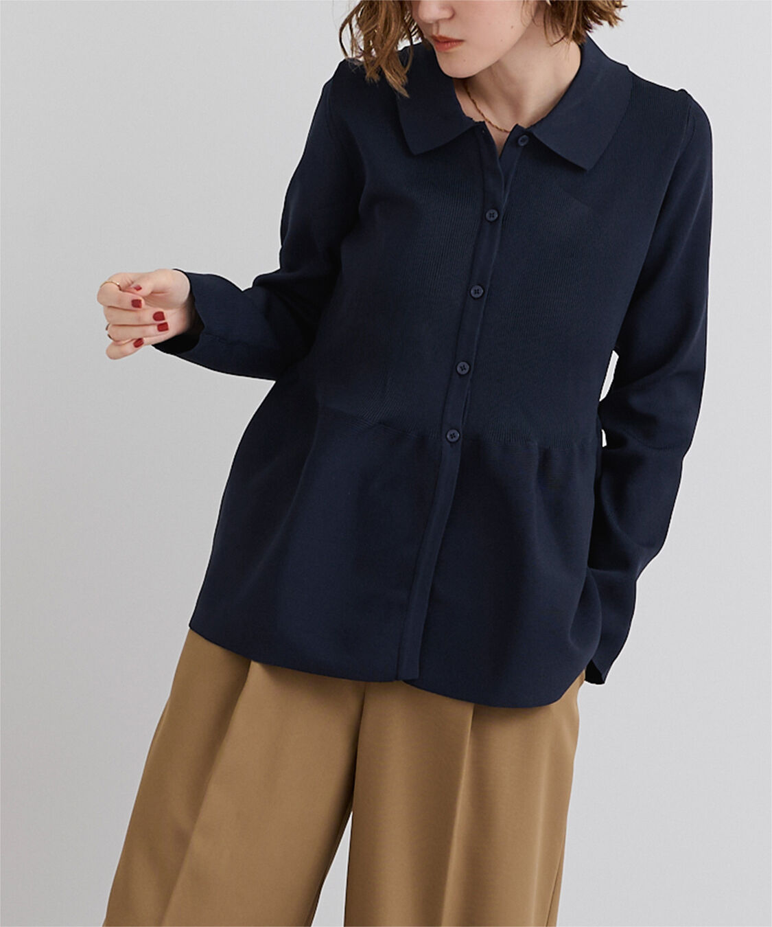 ur's「ウエストペプラムポロニットカーディガン」|ニット・セーター|