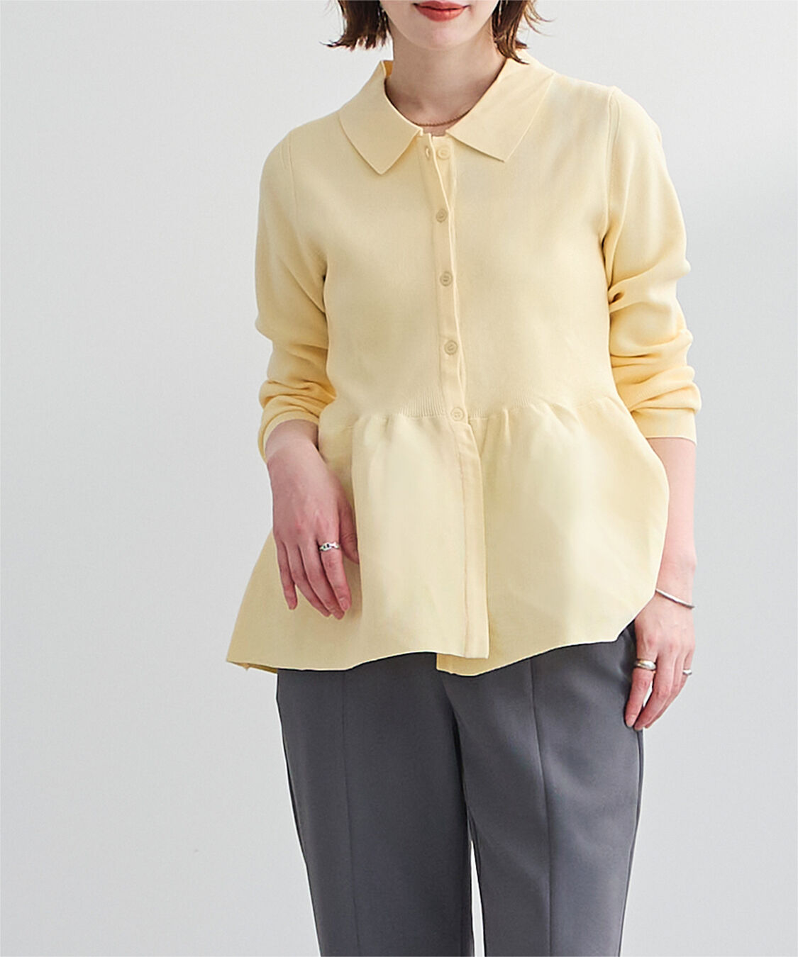 ur's「ウエストペプラムポロニットカーディガン」|ニット・セーター|