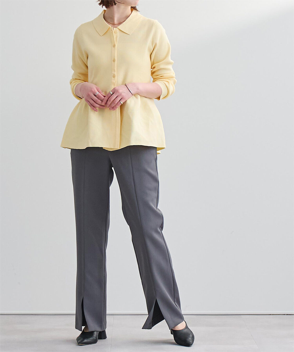 ur's「ウエストペプラムポロニットカーディガン」|ニット・セーター|