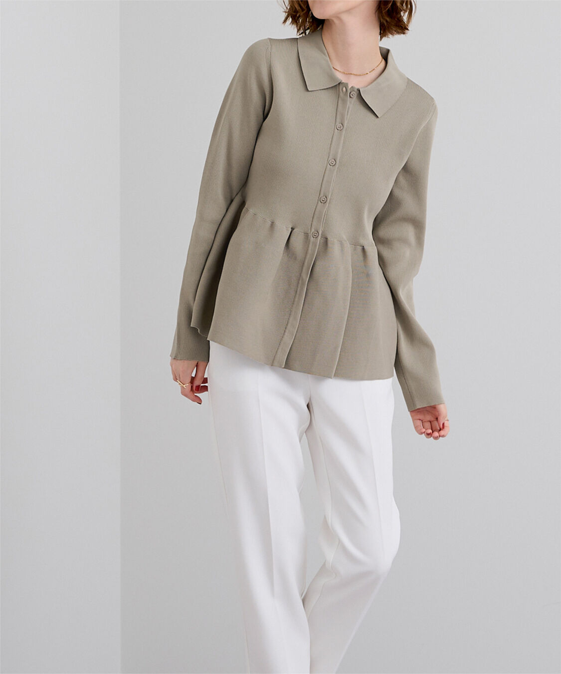 ur's「ウエストペプラムポロニットカーディガン」|ニット・セーター|