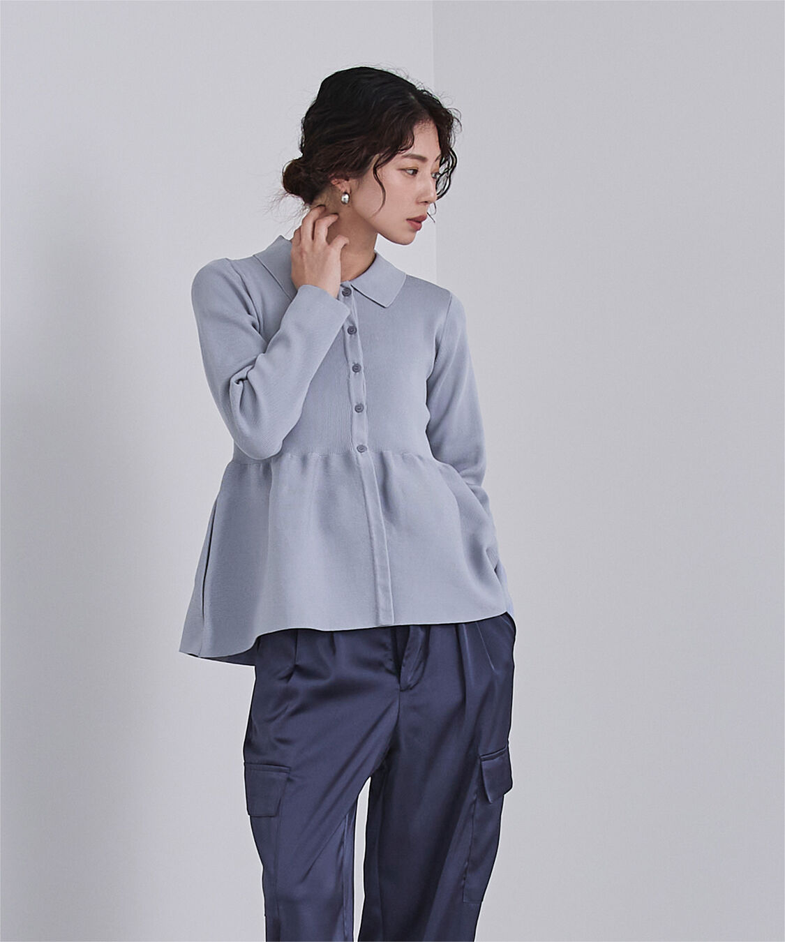 ur's「ウエストペプラムポロニットカーディガン」|ニット・セーター|