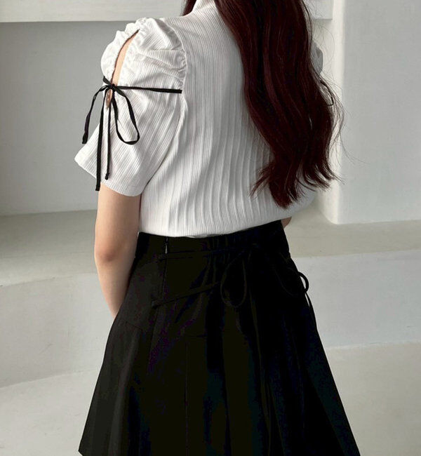  「肩あきリボンテレコトップス」|プルオーバー|