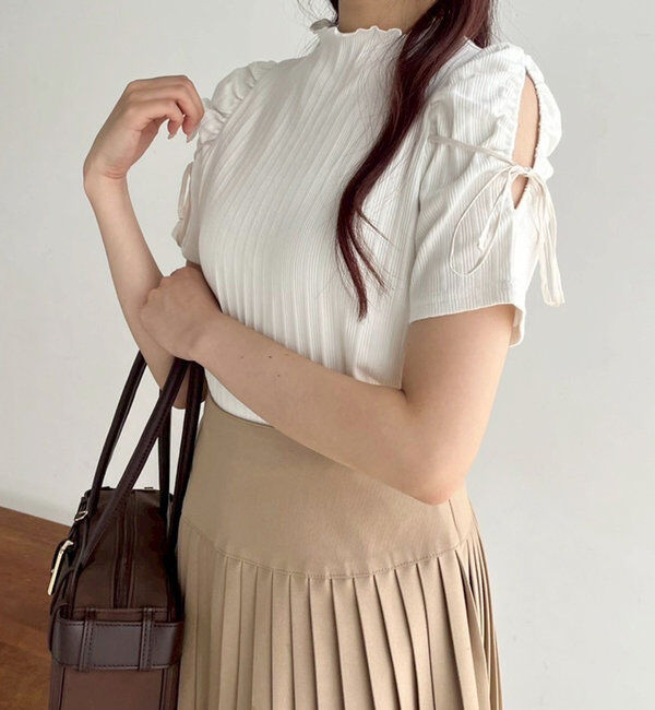  「肩あきリボンテレコトップス」|プルオーバー|