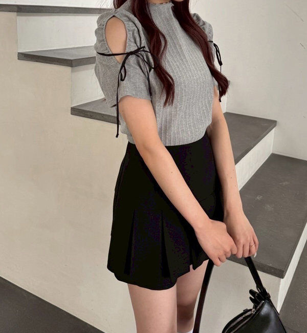  「肩あきリボンテレコトップス」|プルオーバー|