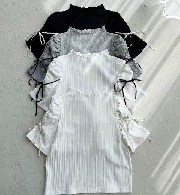  「肩あきリボンテレコトップス」|プルオーバー|