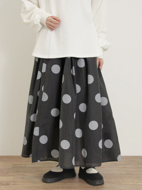 Samansa Mos2「シアードットプリントスカート」|スカート|ブラック