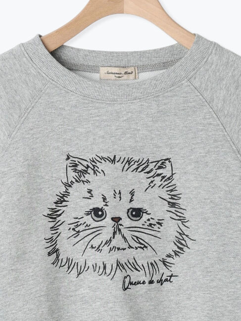 Samansa Mos2「ネコプリント刺繍スウェット」|Tシャツ・カットソー|