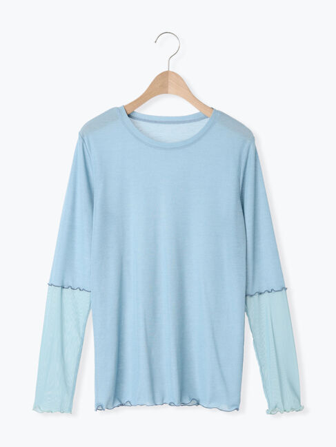 Samansa Mos2「袖シアー切替メローカットソー」|Tシャツ・カットソー|