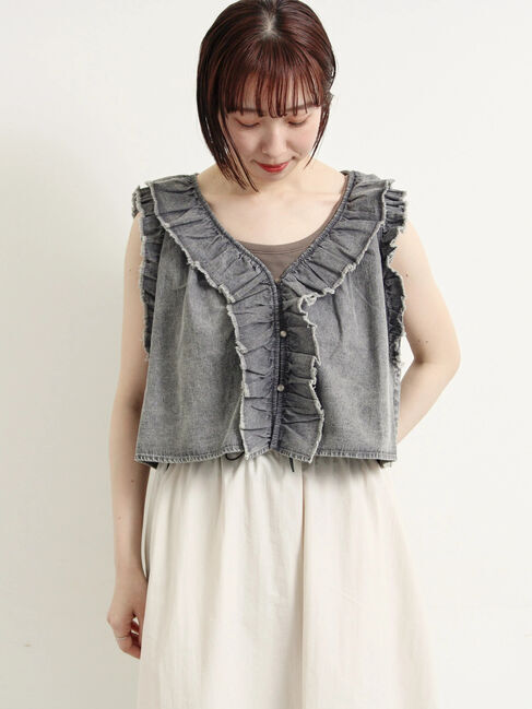 SM2「デニムフリルベスト」|ダウンベスト・ベスト|