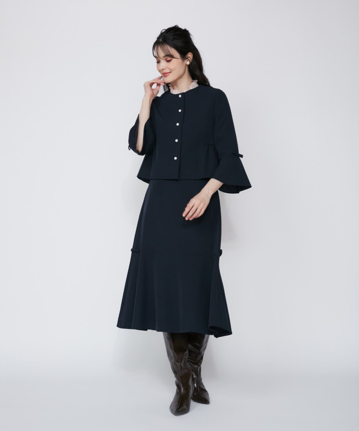 Maglie le cassetto「《大きいサイズ》リボンディテールフレアスカート《M Maglie le cassetto》」|フレア|