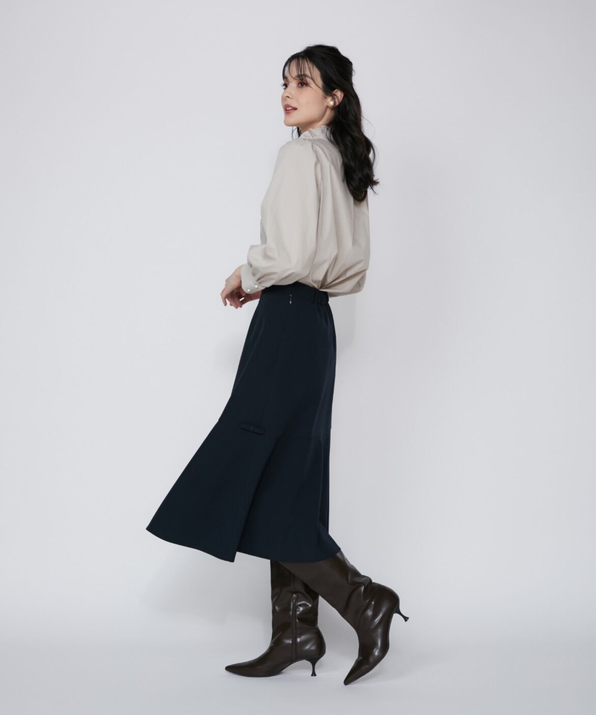 Maglie le cassetto「《大きいサイズ》リボンディテールフレアスカート《M Maglie le cassetto》」|フレア|