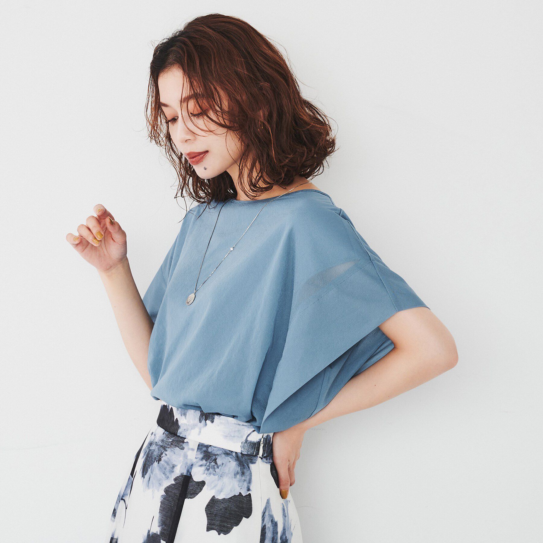 UNTITLED「【シアー/二の腕カバー】トリコットドッキングプルオーバー」|Tシャツ・カットソー|