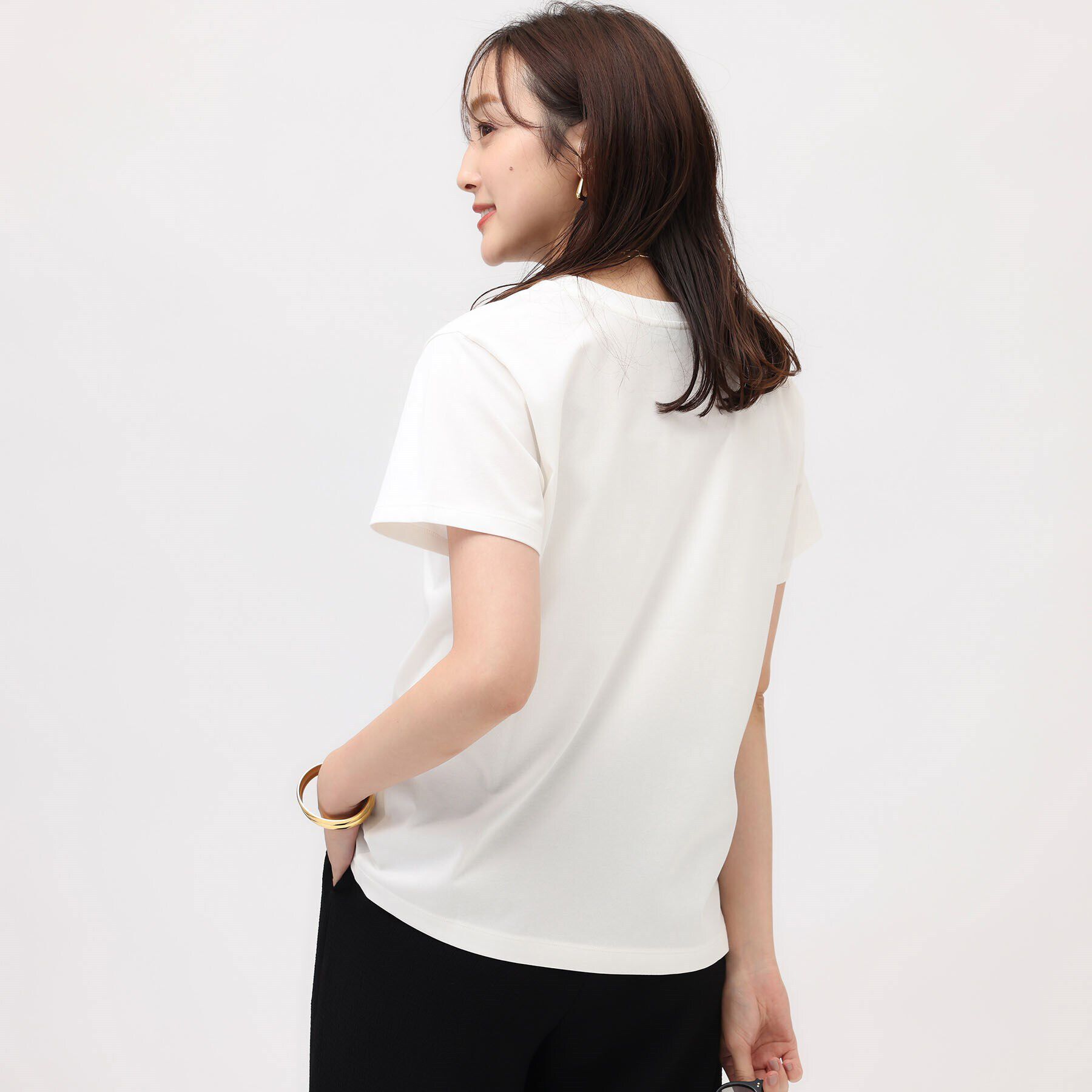 UNTITLED「【なめらかな肌触り】シルケットロゴTシャツ」|Tシャツ・カットソー|