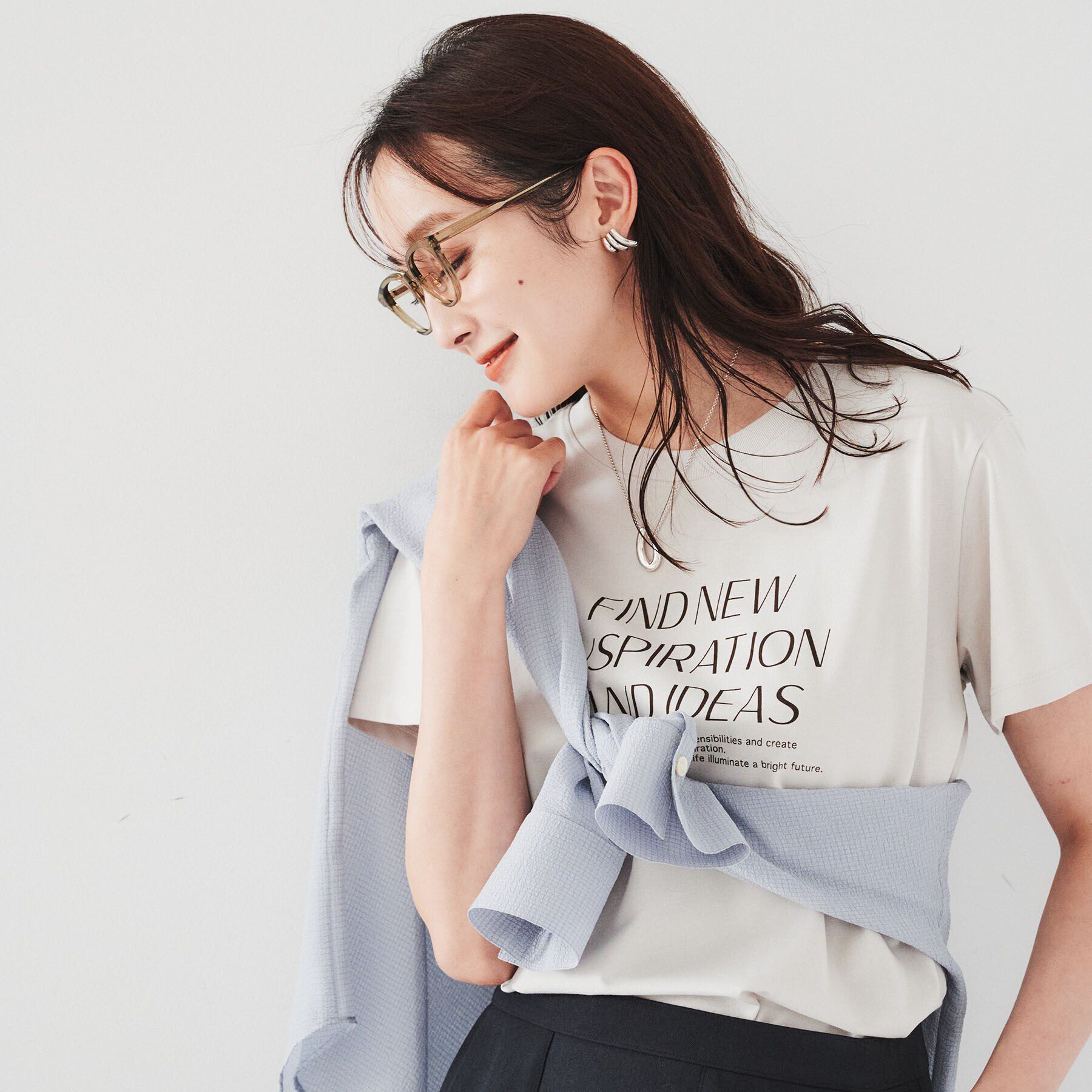 UNTITLED「【なめらかな肌触り】シルケットロゴTシャツ」|Tシャツ・カットソー|ライトグレー(111