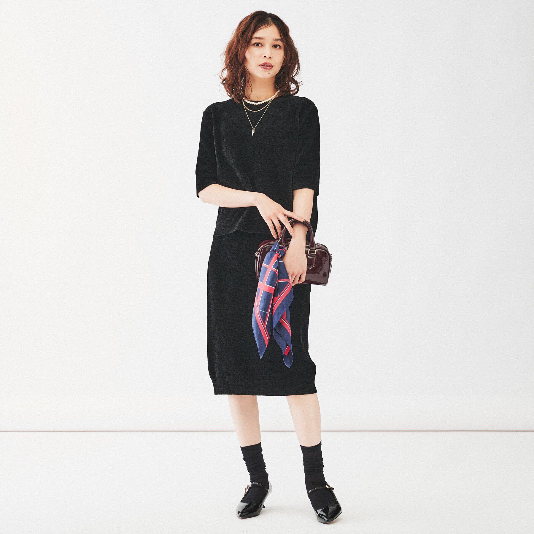 UNTITLED「【アンサンブル＆セットアップ可能】モール5分袖プルオーバー」|ニット・セーター|