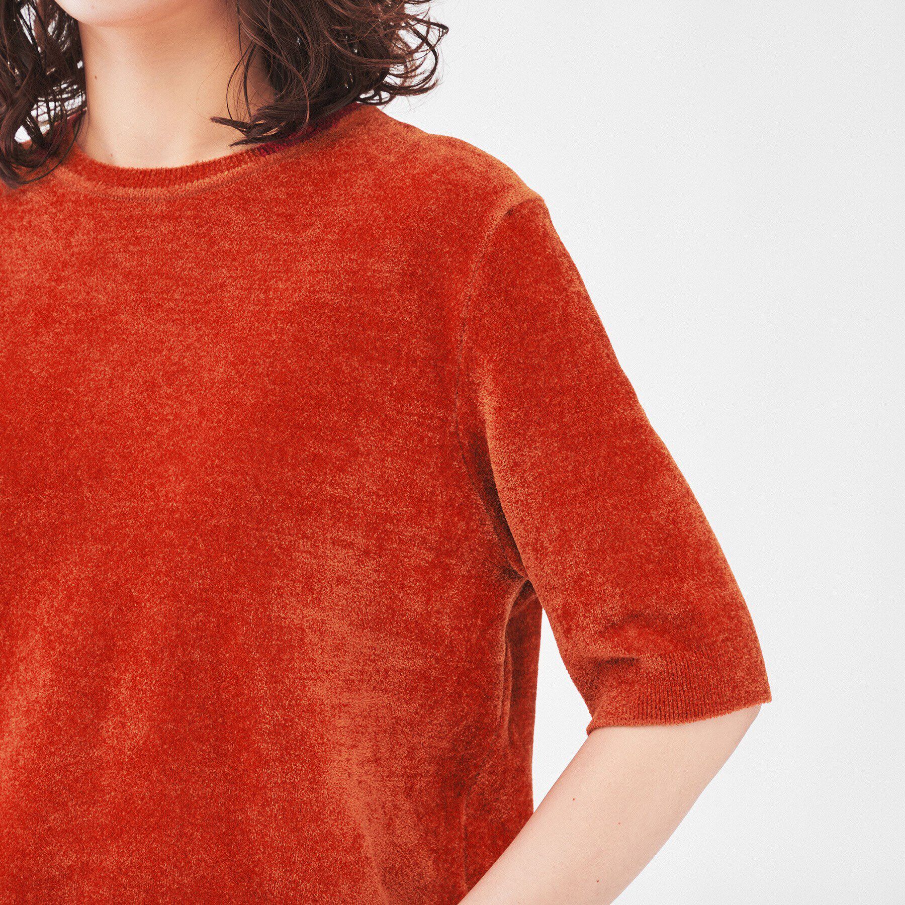 UNTITLED「【アンサンブル＆セットアップ可能】モール5分袖プルオーバー」|ニット・セーター|