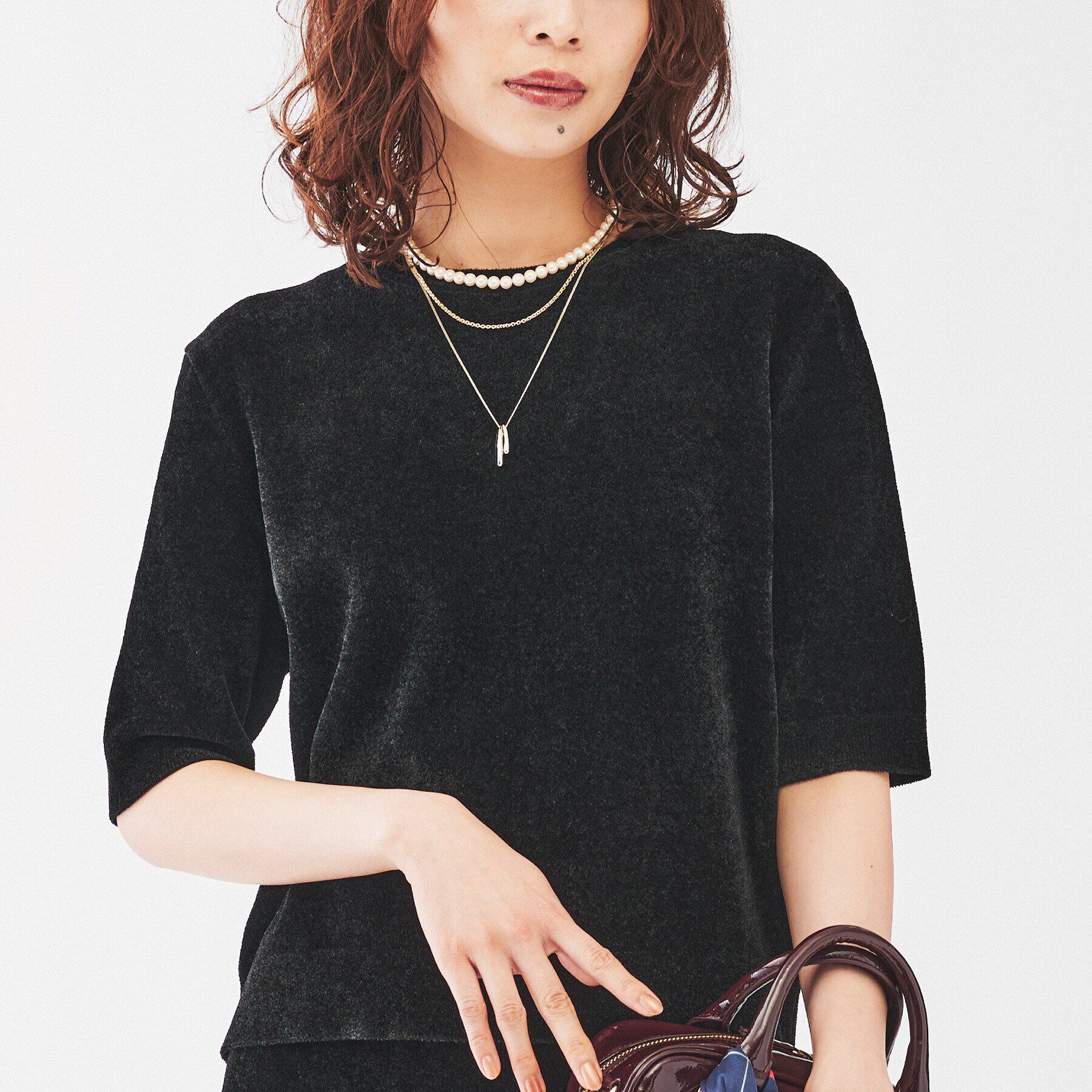 UNTITLED「【アンサンブル＆セットアップ可能】モール5分袖プルオーバー」|ニット・セーター|