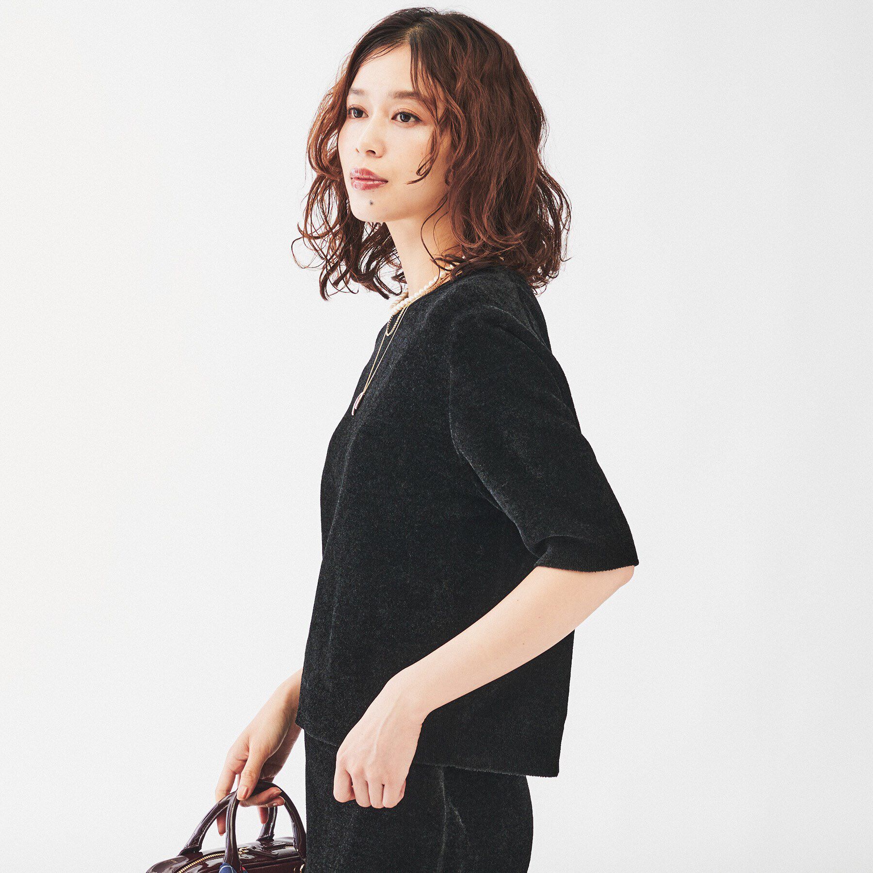 UNTITLED「【アンサンブル＆セットアップ可能】モール5分袖プルオーバー」|ニット・セーター|