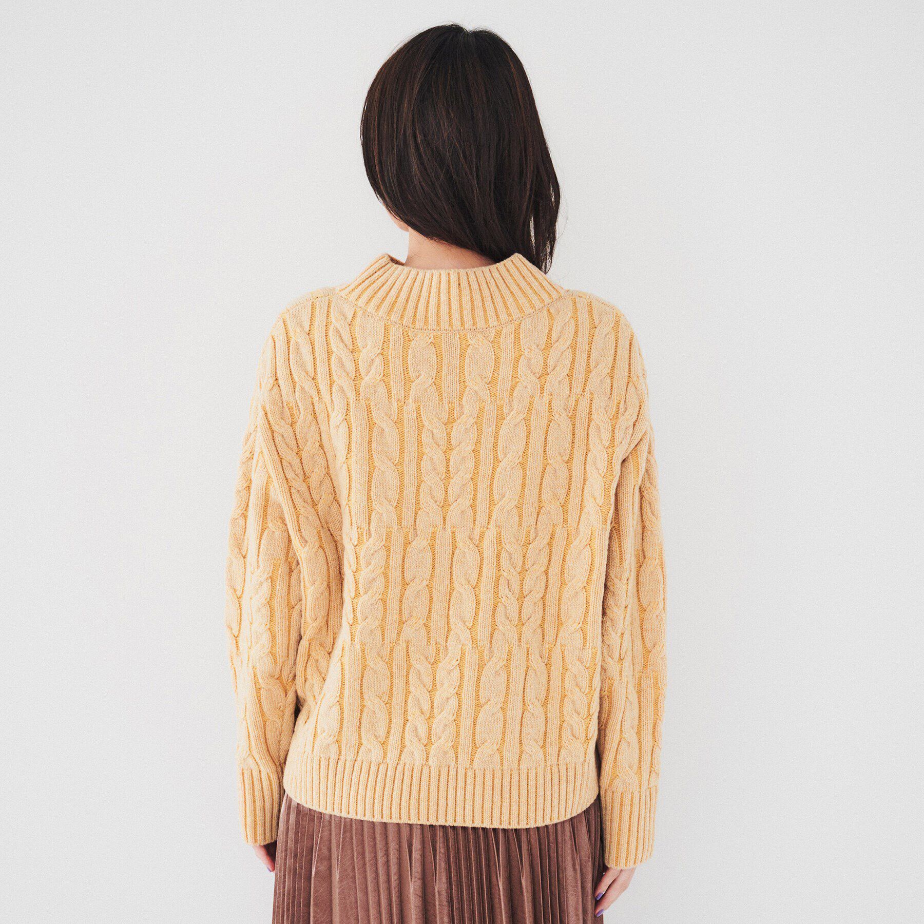 UNTITLED「【日本製/すっきり丈/トラッド】ラムウール ケーブルニット」|ニット・セーター|