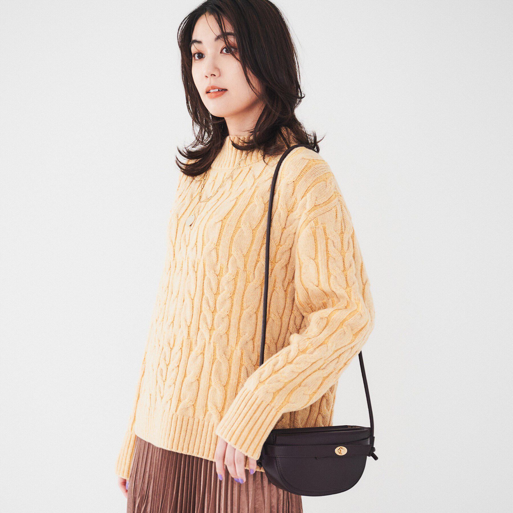 UNTITLED「【日本製/すっきり丈/トラッド】ラムウール ケーブルニット」|ニット・セーター|