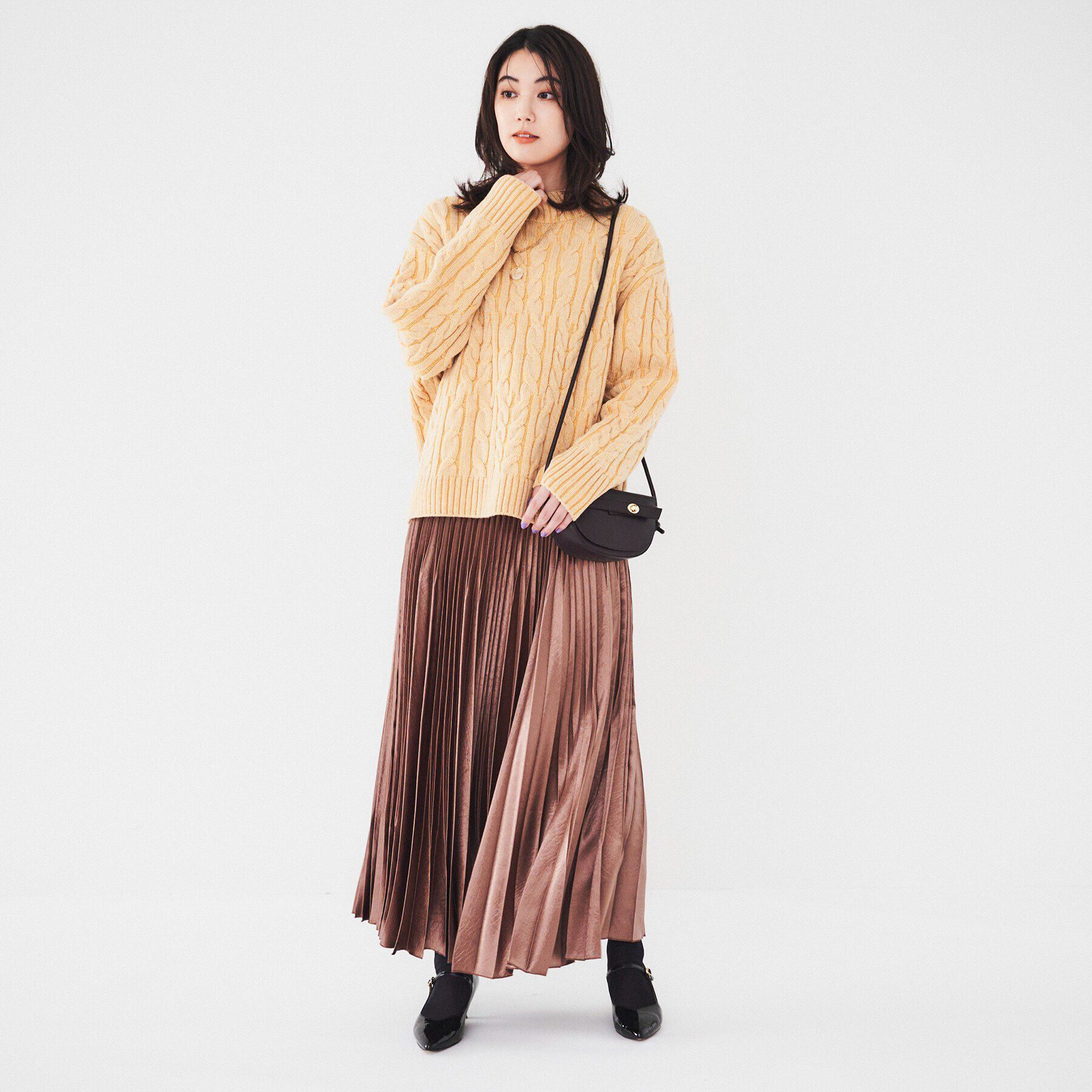 UNTITLED「【日本製/すっきり丈/トラッド】ラムウール ケーブルニット」|ニット・セーター|