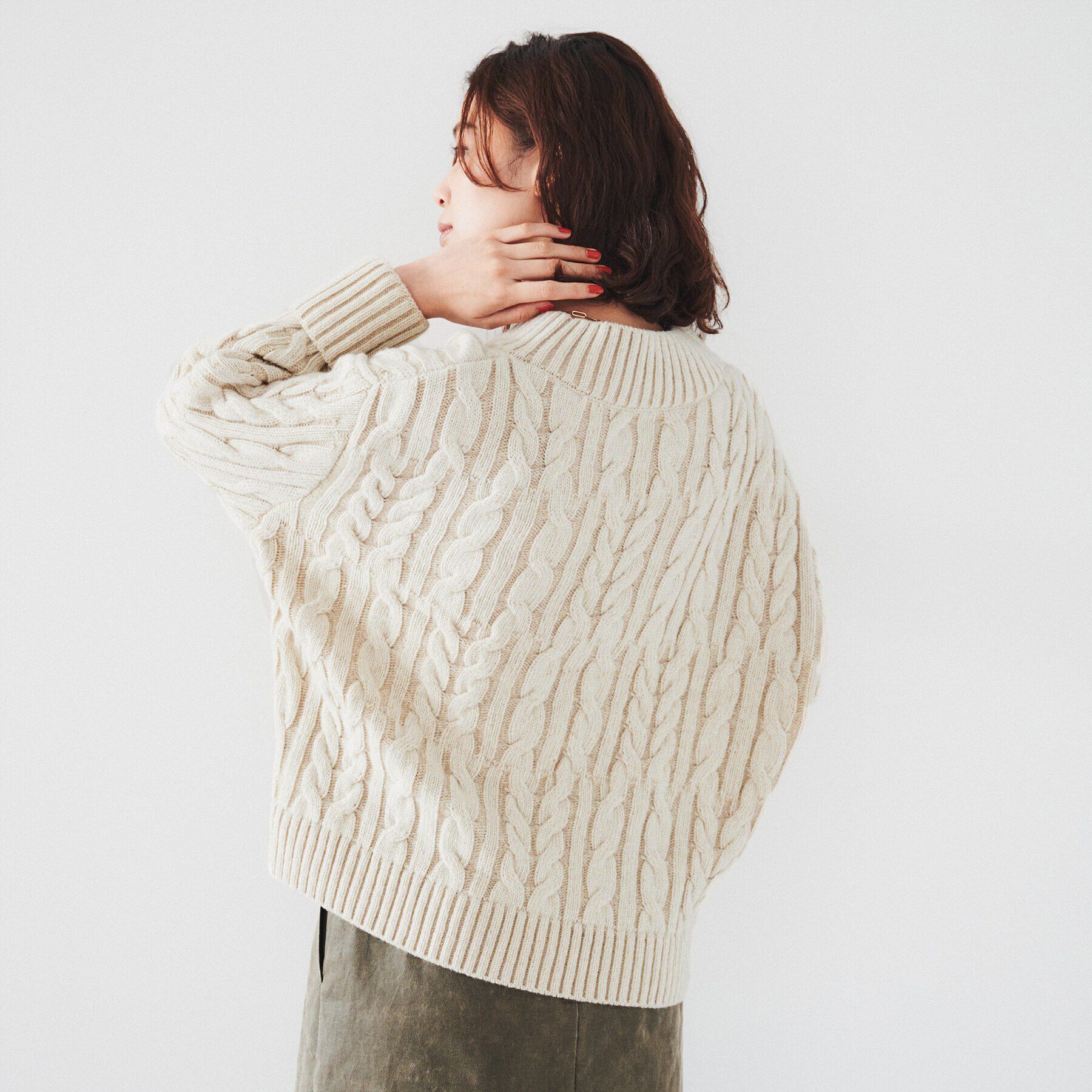 UNTITLED「【日本製/すっきり丈/トラッド】ラムウール ケーブルニット」|ニット・セーター|