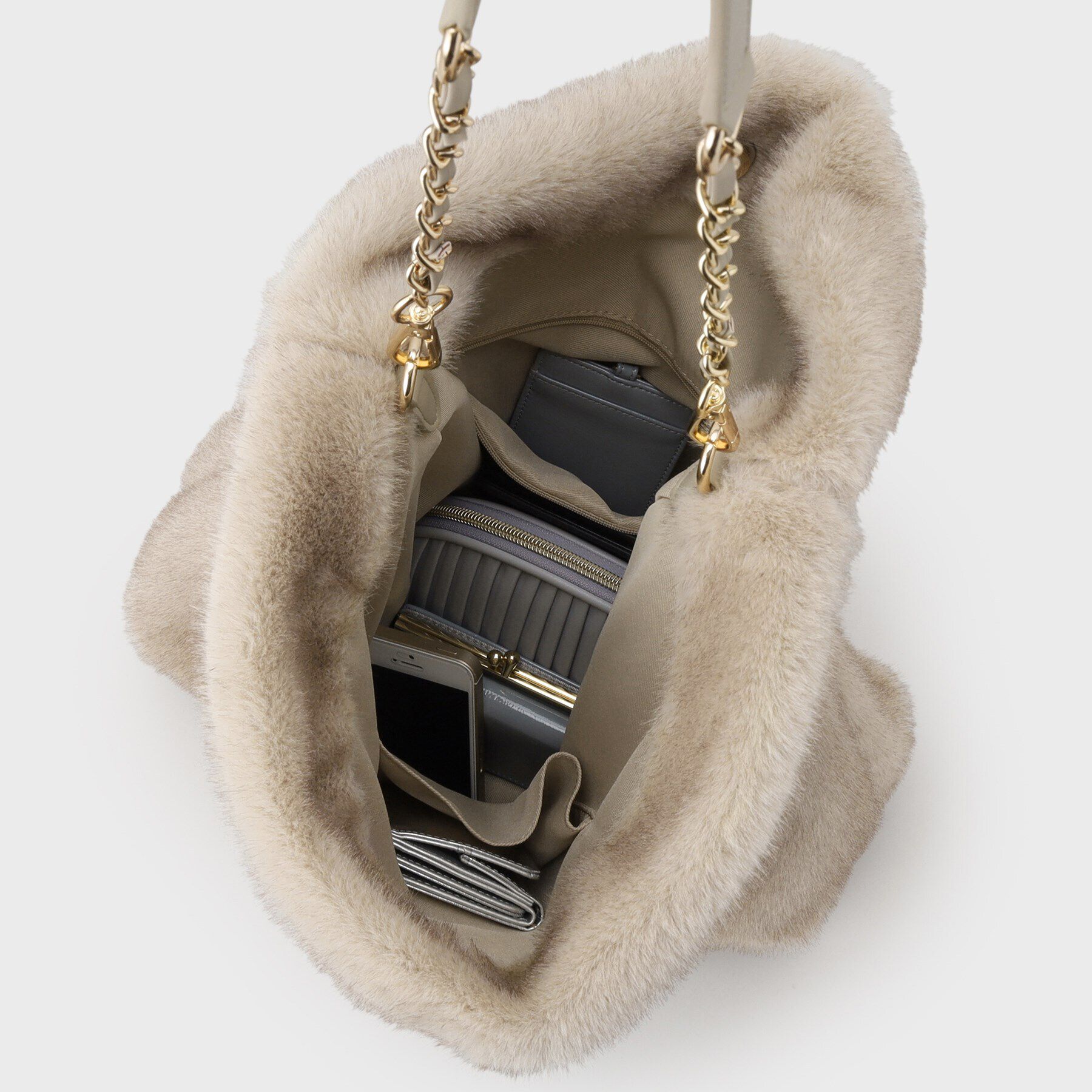 UNTITLED「フェイクファーチェーンショルダー」|トートバッグ|