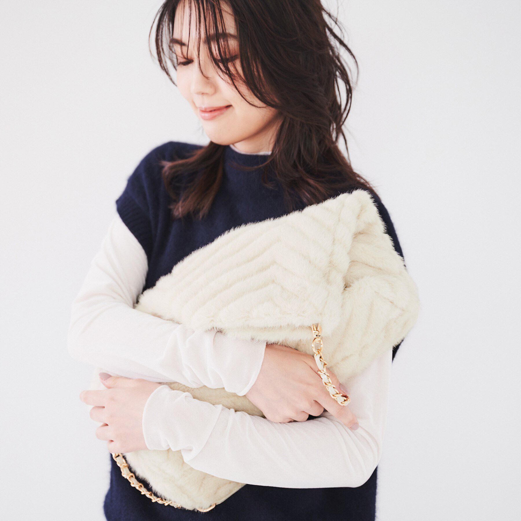 UNTITLED「フェイクファーチェーンショルダー」|トートバッグ|