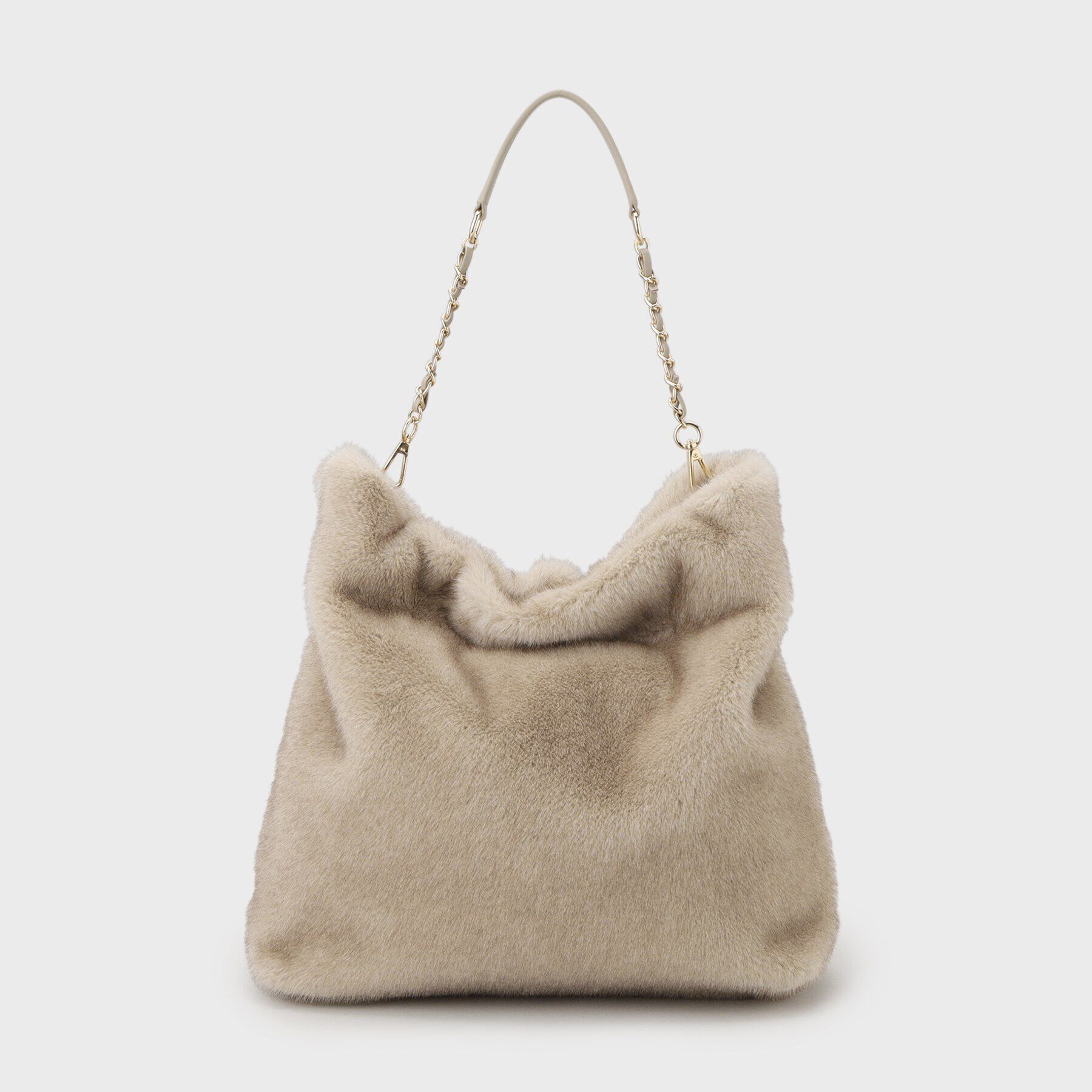 UNTITLED「フェイクファーチェーンショルダー」|トートバッグ|ベージュ(052)