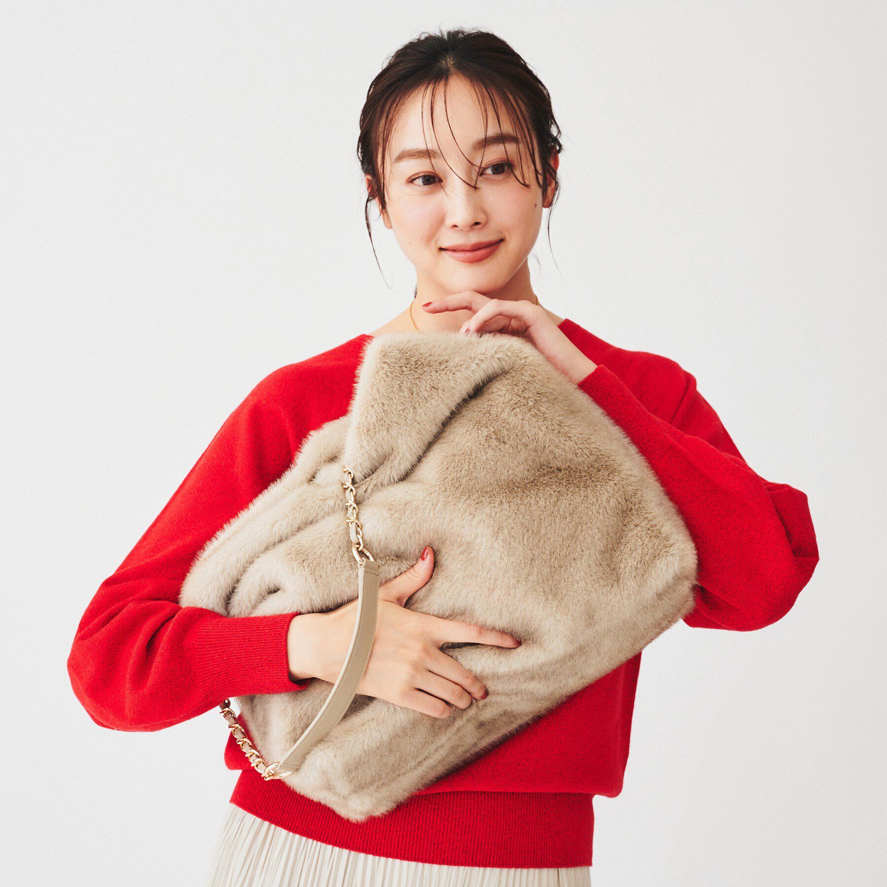 UNTITLED「フェイクファーチェーンショルダー」|トートバッグ|