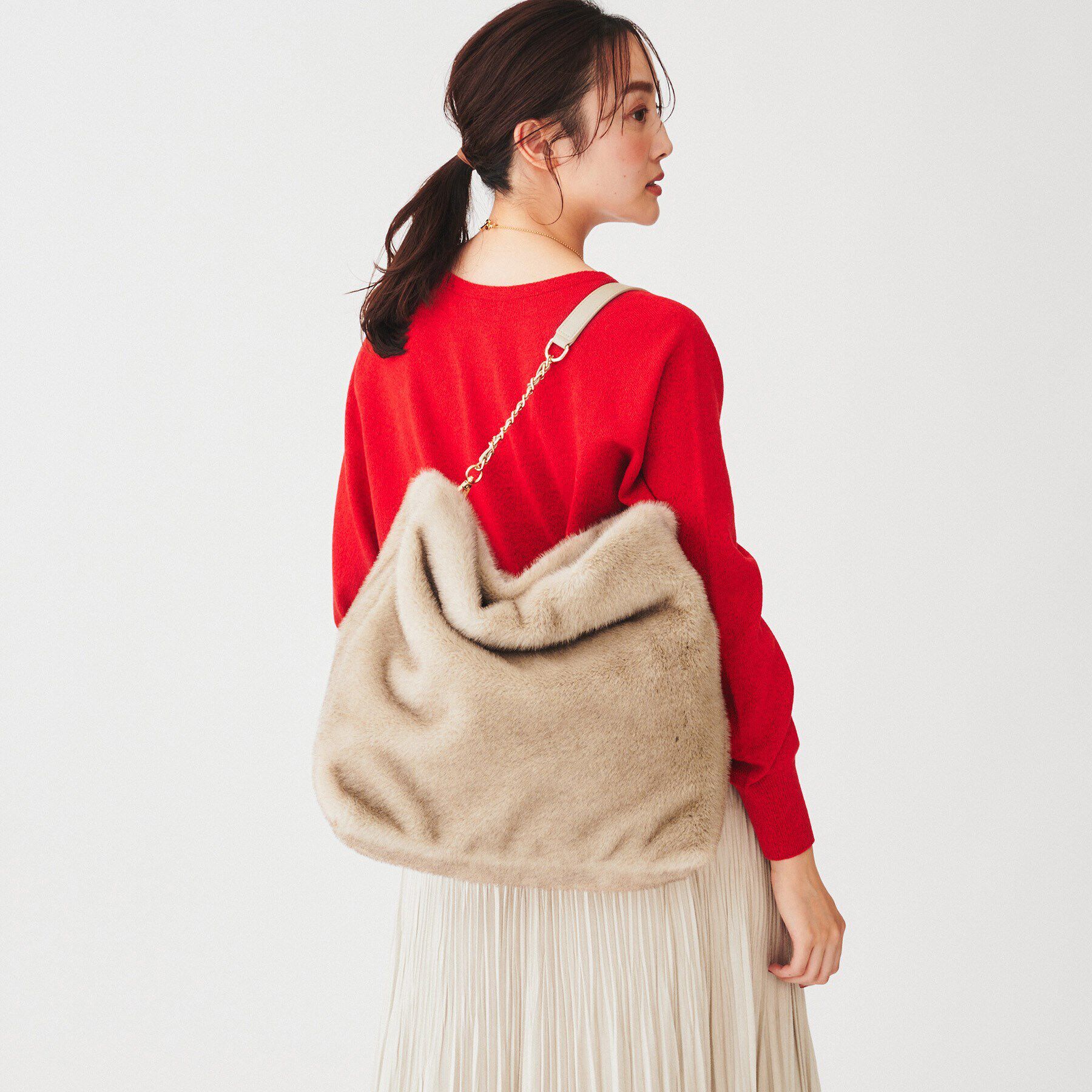 UNTITLED「フェイクファーチェーンショルダー」|トートバッグ|