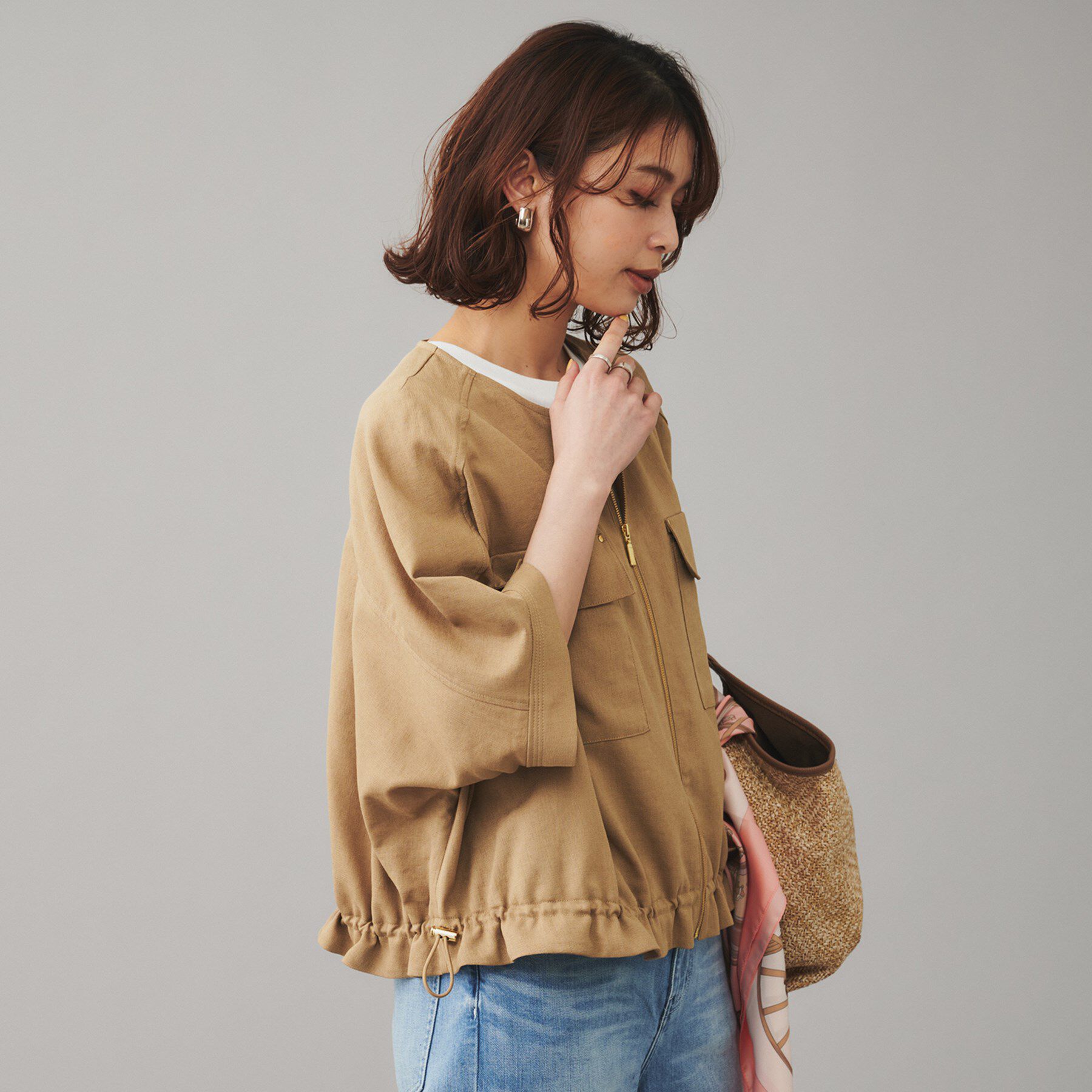 UNTITLED「【SEADRAKE】ノーカラー半袖ブルゾン」|ブルゾン・スタジャン|