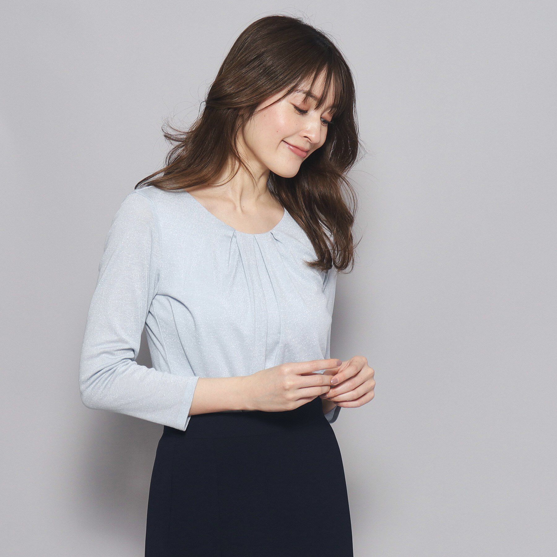 COUP DE CHANCE「【洗える／日本製／ラメ入り】上品ラウンドネックプルオーバー」|Tシャツ・カットソー|