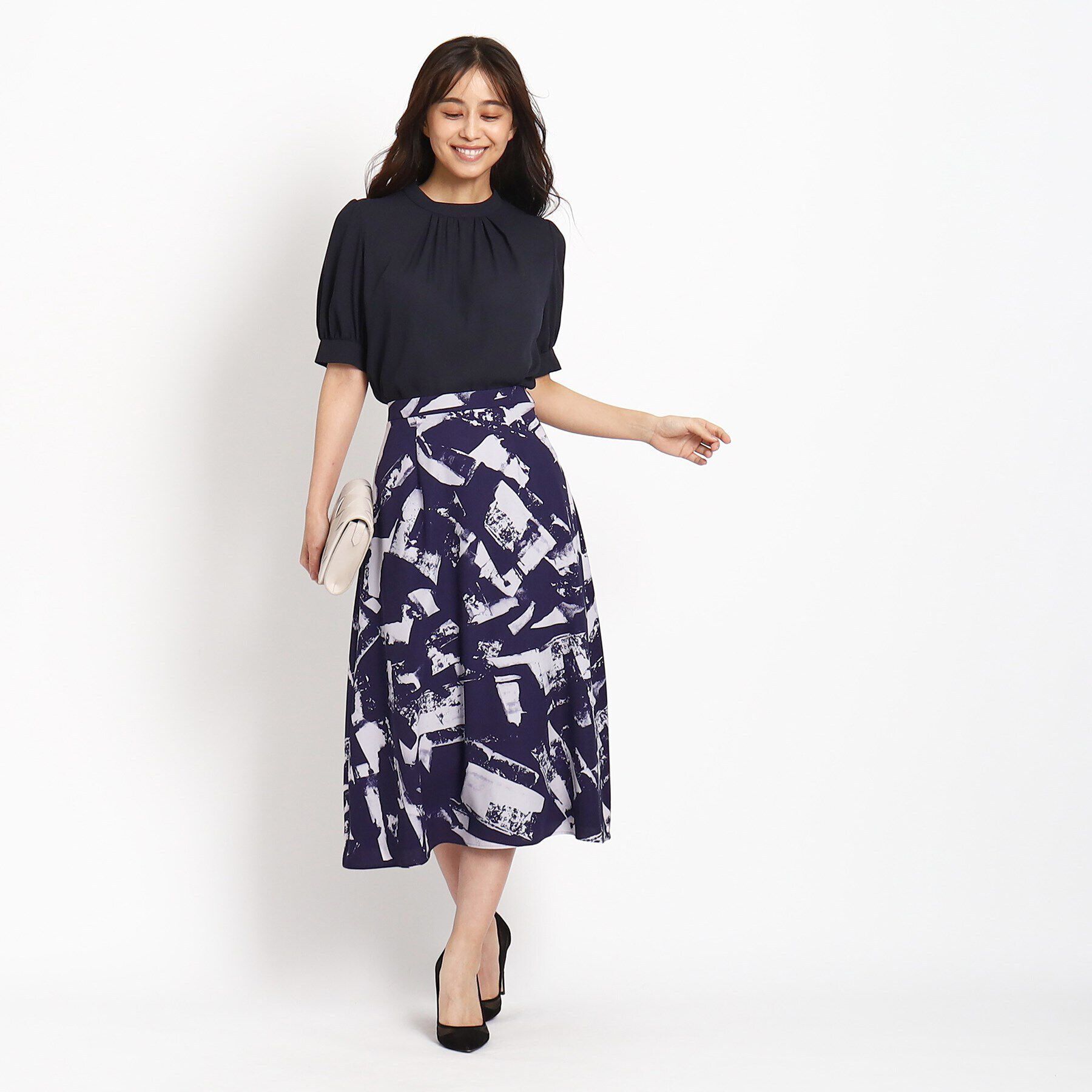 COUP DE CHANCE「【洗える／ウエストゴム入り】幾何柄フレアスカート」|スカート|